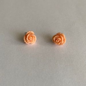 Peach rose earrings